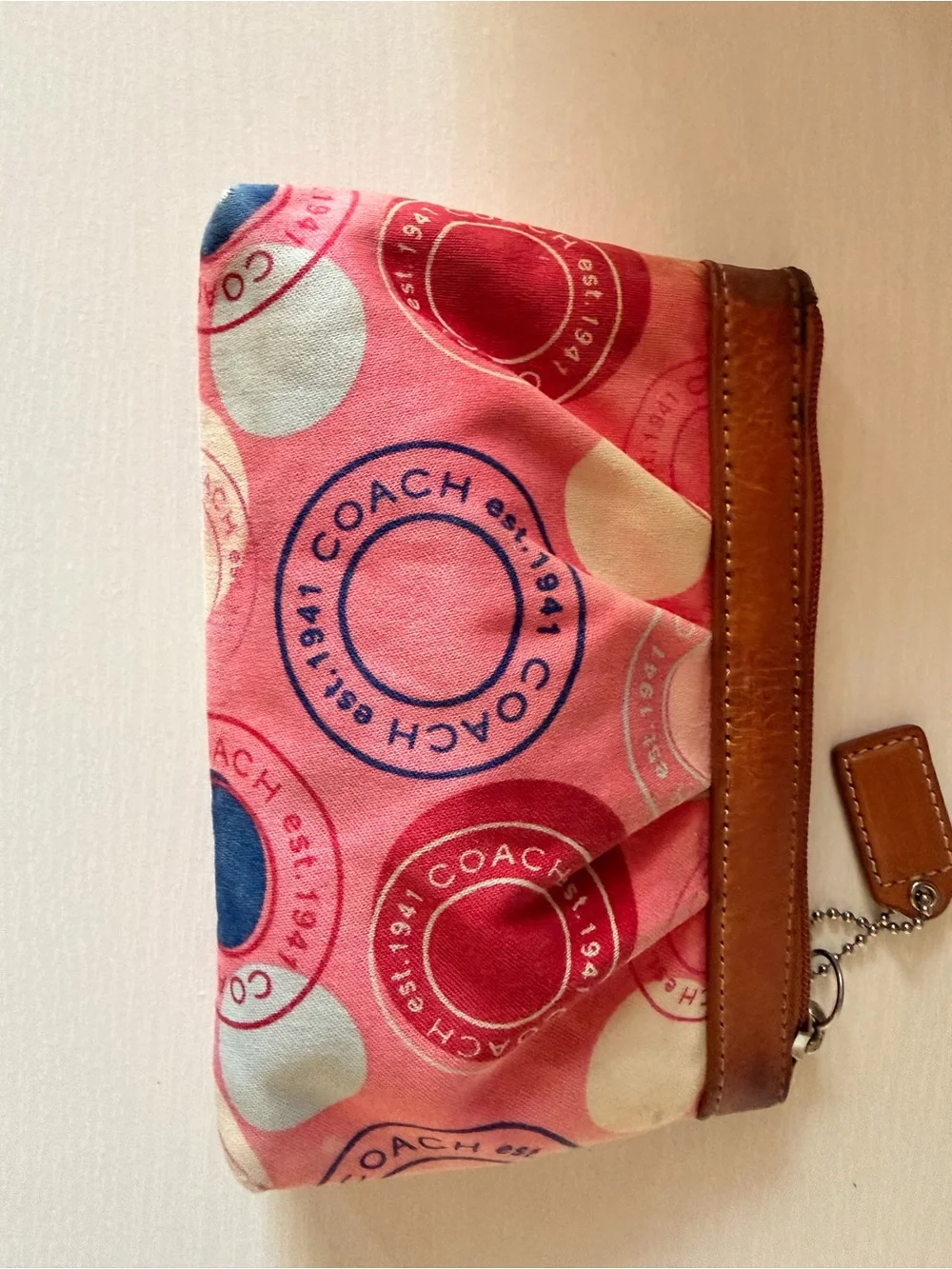 Coach Leah Polka Dot Passport Stamp Wristlet from the late 2000s/Y2K era.